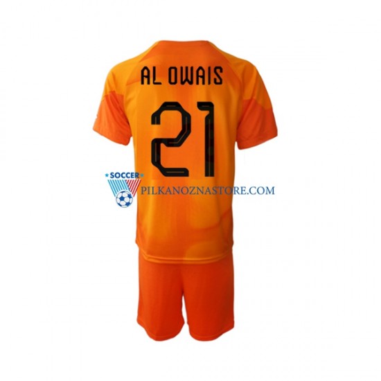 Strój Bramkarski Arabia Saudyjska dla Dzieci Mohammed Al-Owais 21 Koszulka Wyjazdowy MŚ 2022 Krótkie Rękawy