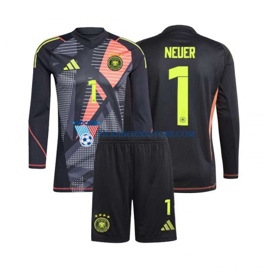 Strój Bramkarski Niemcy dla Dzieci Manuel Neuer 1 Koszulka Domowy Euro 2024 Długie Rękawy