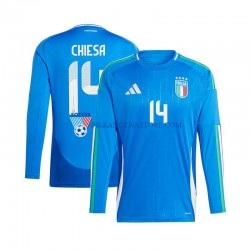 Włochy Chiesa 14 Koszulka Męska Domowy Euro 2024 Długie Rękawy