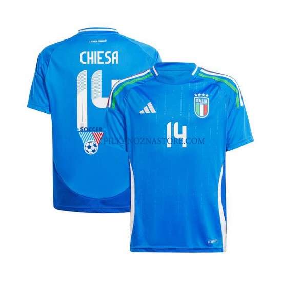 Włochy Chiesa 14 Koszulka Męska Domowy Euro 2024 Krótkie Rękawy