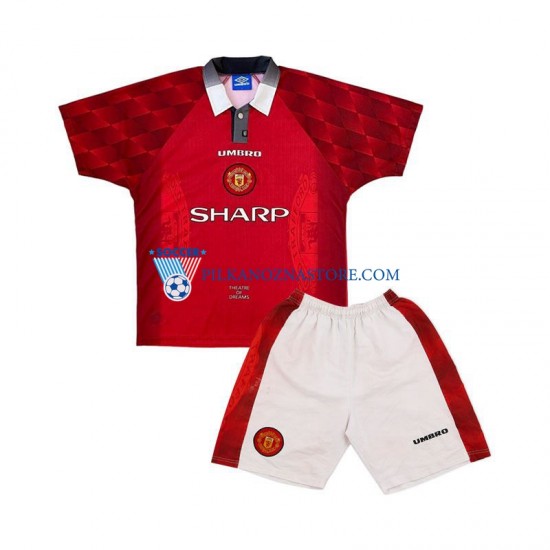 Manchester United dla Dzieci 1996 Retro Koszulka Domowy Krótkie Rękawy