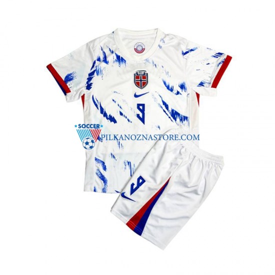 Norwegia dla Dzieci Erling Haaland 9 Koszulka Wyjazdowy 2024 Krótkie Rękawy